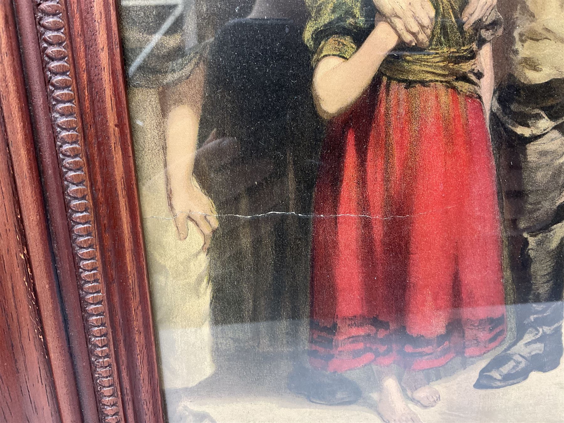 After Fred Roe, pair of colour prints of Lord Nelson, one titled 'Good-bye My lads', the other depicting Nelson walking through the streets of Portsmouth, 52 x 81cm, modern mahogany frames (2)