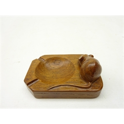  'Mouseman' oak ashtray, by Robert Thompson of Kilburn, L10.5cm  