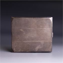 1940s silver cigarette case, of rectangular form with engine turned decoration, hallmarked...