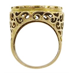 King Edward VII 1910 gold full sovereign, loose mounted in 9ct gold ring, hallmarked