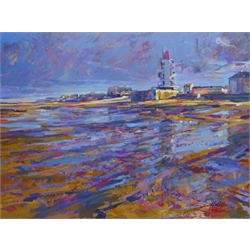 Jon Hall (Northern British 1956-): Redcar Beach, oil on canvas signed and dated '15, 75cm x 101cm (unframed)
Notes: Jon, aka Suncage, is a dedicated plein air painter in all manner of weather conditions. Jon is originally from the Hetton area of County Durham and trained at the old College of Art, Newcastle. He refers to himself as a Limner rather than an artist, describing himself as someone who describes something by painting or drawing it. Jon set a challenge for himself called ‘The Limner's Contract’, a contract with himself to complete paintings on site, every day for a year. Over 500 sketches were painted and chronicled with photographs and videos over the course of the year


