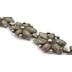 Thedore Fahrner Art Deco silver filigree design flower bracelet, stamped TF 925 Fahrner