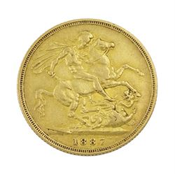 Queen Victoria 1887 gold full sovereign coin