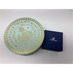 Wedgwood Yellow Ribbons cabinet cup and saucer, boxed and a Swarovski butterfly, boxed (2)