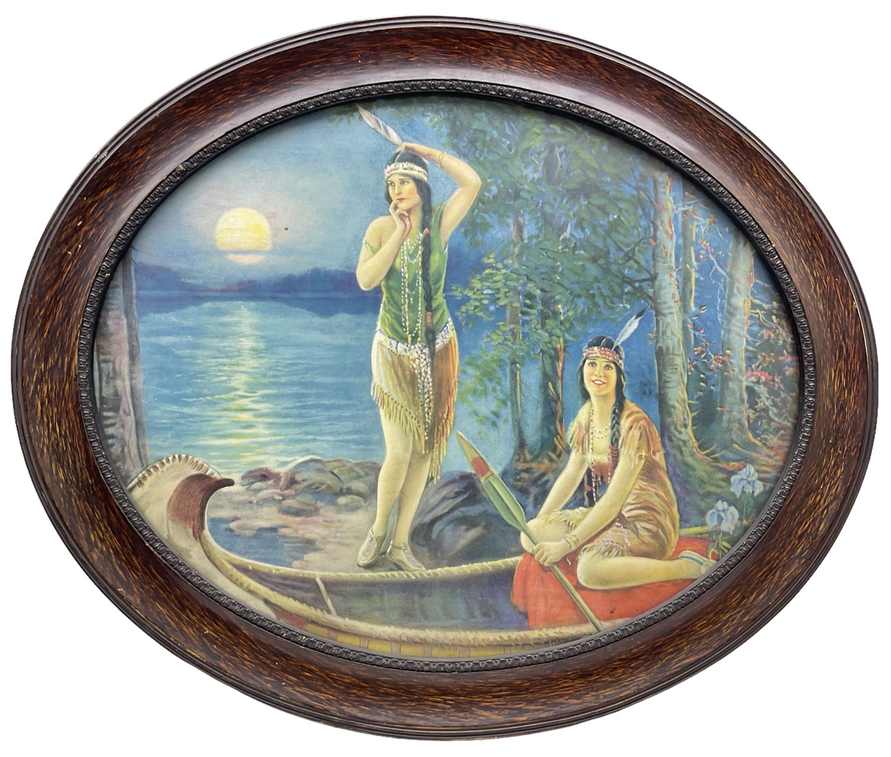 After Charles Mark Relyea (American 1863-1932): 'Absence Makes the Heart Grow Fonder, oval chromolithograph 40cm x 49cm