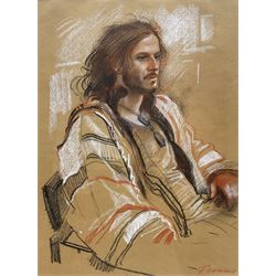 Colin S Frooms (British 1933-2017): 'Richard - Study of a Man in a Jacket', chalk sketch signed, titled verso 37cm x 27cm 