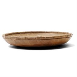Rabbitman - oak bowl with carved rim, tooled exterior and interior with carved rabbit signature by Peter Heap of Wetwang