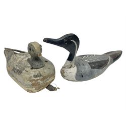 Two softwood painted decoy ducks, largest H18cm