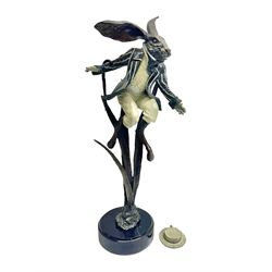 Rachel Talbot (British 1980-), Water Meadow Merriment, limited edition bronze sculpture, modelled as a hare in boating attire, upon a polished marble base, H37cm