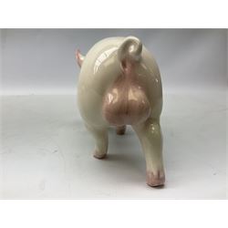 Collection of Beswick pig figures, to include John Beswick Little Likeables ‘Hide and Sleep’, white boar pig and John Beswick trio of pigs, all marked beneath (5)