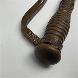 Police - Victorian turned hardwood truncheon with traces of decoration and VR cypher L42cm; Humberside Police helmet with Queens Crown helmet plate; hand lamp inscribed 'The Inspector'; and small pair of pewter figures of police officers (5)