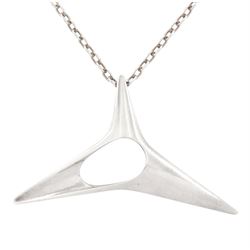 Georg Jensen silver pendant necklace, no. 342 designed by Henning Koppel, London import mark 1977, on a silver cable link chain with toggle clasp