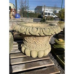 Pair of large composite stone garden urns - THIS LOT IS TO BE COLLECTED BY APPOINTMENT FROM DUGGLEBY STORAGE, GREAT HILL, EASTFIELD, SCARBOROUGH, YO11 3TX