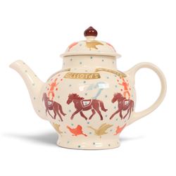 Emma Bridgewater teapot, in the Giffords Circus 2000-2020 Anniversary pattern and Collectors Club jug of year 2008, teapot H22cm 