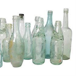 19th century glass brewery and mineral water bottles, including Allright's York, Murden's Hull, Anchor Brewery, Robinson & Speight Hull, etc