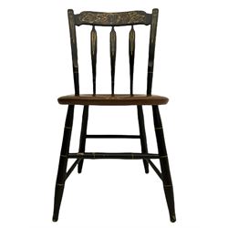 Set of four Hitchcock chairs, ebonised and painted detail