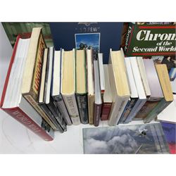 Thirty modern books of military interest including The Wartime Scrapbook 1939-1945; D-Day by Stephen Badsey; The D-Day Experience by Richard Holmes; Desert Rats by John Parker; A Most Secret Squadron by Des Curtis; Flying Colours - The Epic Story of Douglas Bader by Laddie Lucas etc; and quantity of DVDs of war and military interest