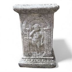 Paid of square cast stone plinths with a classical design