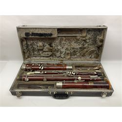 Schreiber & Sohne four-piece bassoon, serial no.9614; in fitted case with two crooks.