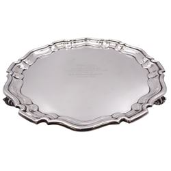 1940's silver waiter, of circular form w