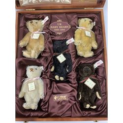 Steiff limited edition British Collector's Baby Bear Set 1989-1993, No.439/1847, comprising five small teddy bears in fitted wooden box with certificate and Club brochure