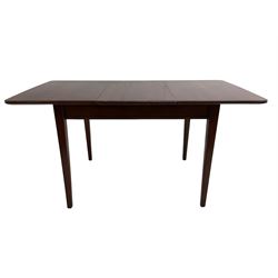 Russell of Broadway - mid-20th century teak extending dining table with square tapering supports, with single leaf