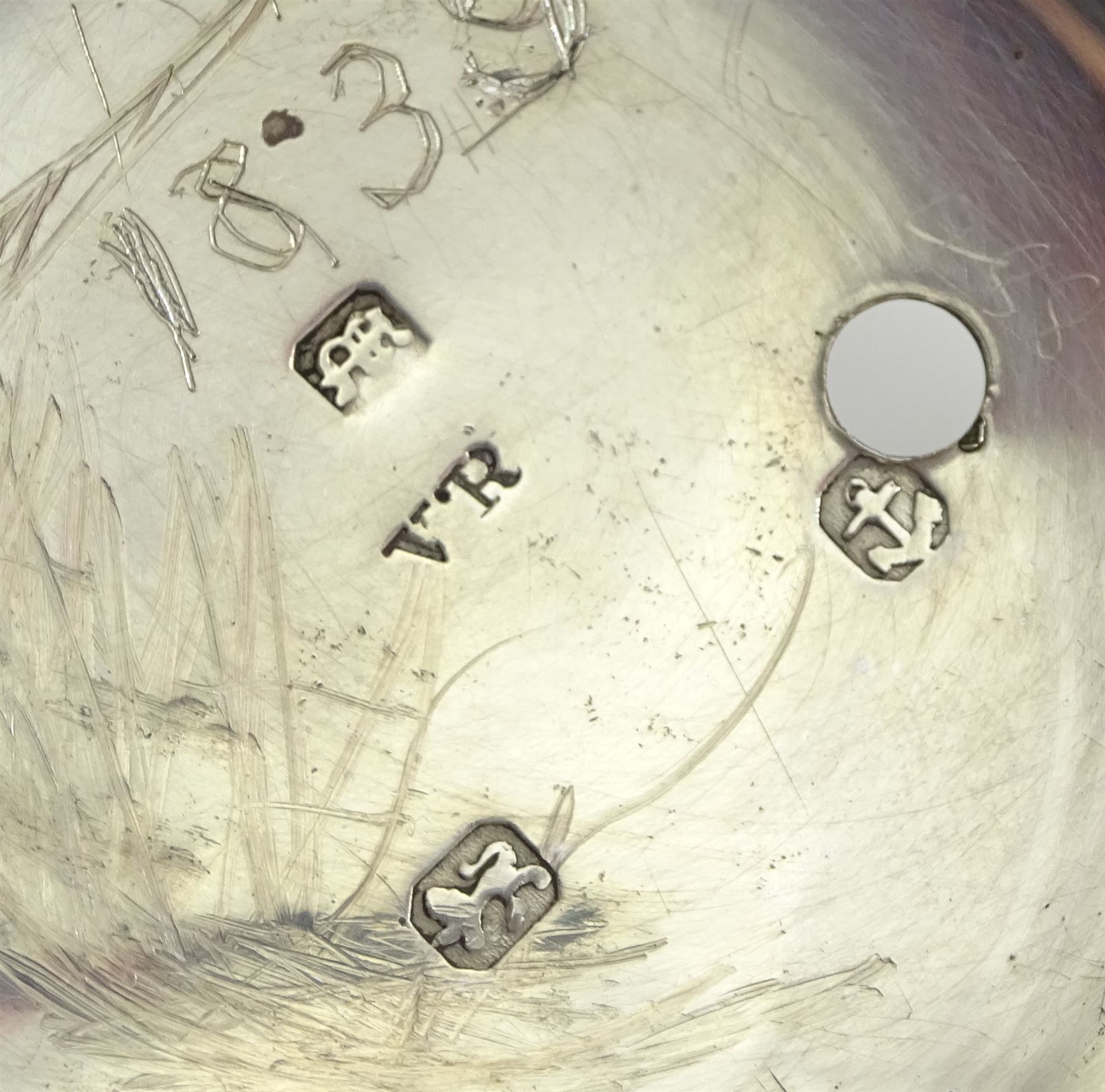 Victorian silver pair cased pocket watch by William Smith, Huddersfield, No. 533, round pillars, pierced and engraved balance cock decorated with a mask, cream enamel dial with Roman numerals, case by Vale & Rotherham, Birmingham 1835