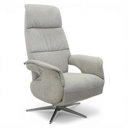Hjort Knudsen - Danish recliner armchair in neutral upholstery, with manual recline, raise...