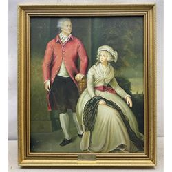After Sir Thomas Lawrence (British 1769-1830): Mr and Mrs John Julius Angerstein, oil on canvas unsigned, titled on the mount 58cm x 49cm; After Domenico Induno (Italian 1815-1878): The Letter, oil on canvas signed 58cm x 49cm (2)