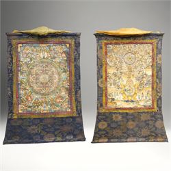 Two 19th century Tibetan Thangkas, depicting Bhavachakra or the Wheel of Life, and the oth...