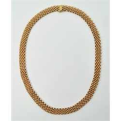  Gold woven flat chain necklace hallmarked 9ct boxed approx 29.5gm   