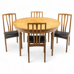 Sutcliffe of Todmorden - mid 20th century ‘S-Form’ teak dining table and chairs, the circu...