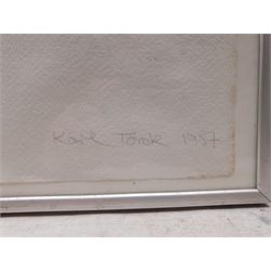 Karl Torok (Bradford 1950-2015): 'Rhododendron Path', fabric print signed titled numbered 1/15 and dated 1987 in pencil 30cm x 22cm (76cm x 55cm full sheet)