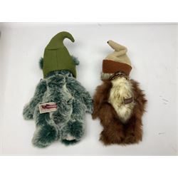 Six Charlie Bears, comprising Nutmeg CB621329, designed by Isabelle Lee, Toadstool CB195166, Pom Pom CB175154B, Whoooo CB195220O, Bandage CB215274O, and Bearwolf CB215275O, all with tags 