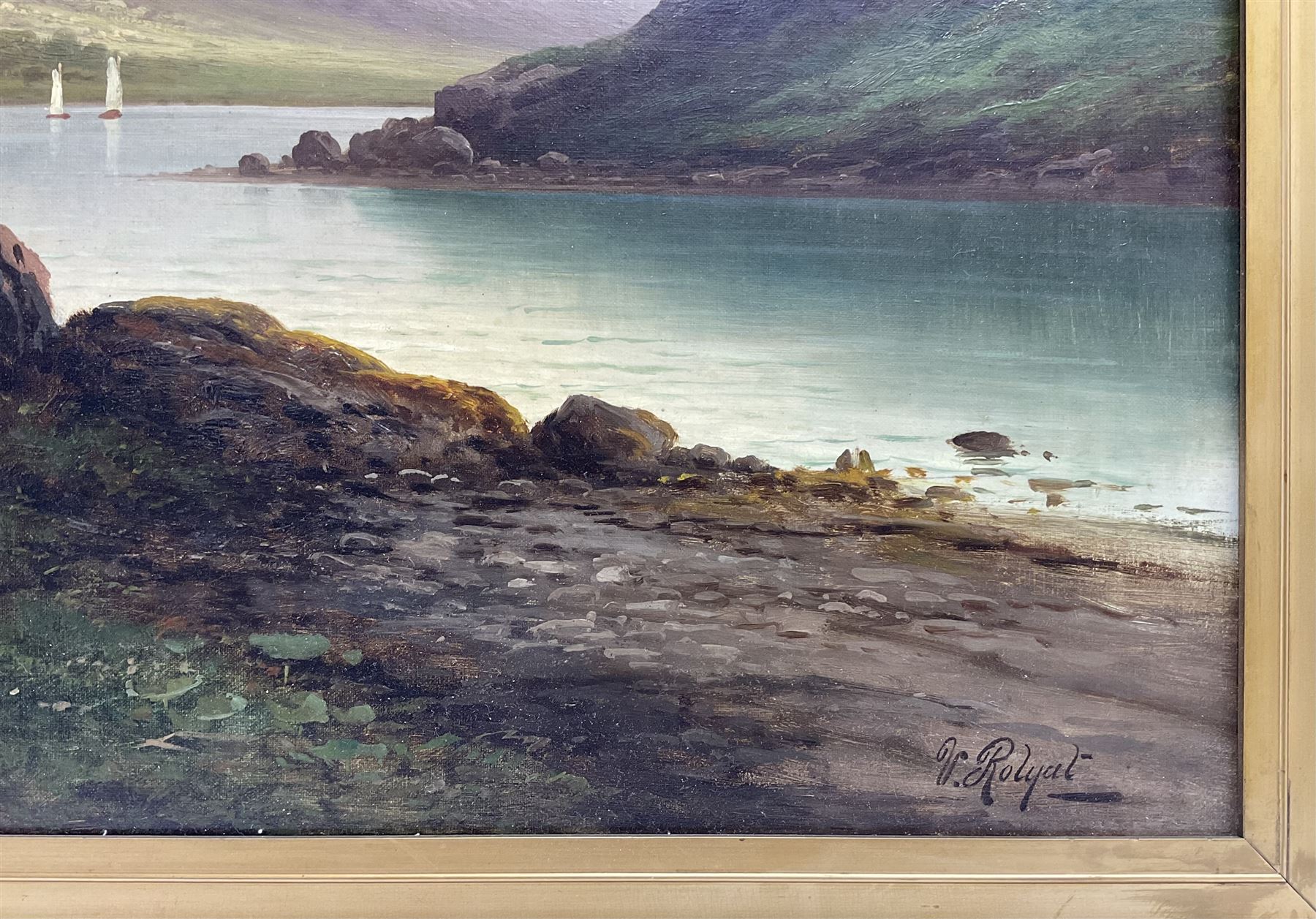 Victor Rolyat (British 19th/20th century): Highland Loch Landscape, oil on canvas signed 60cm x 90cm