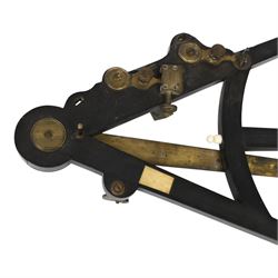 IVORY LICENCE 19th century ebony and brass octant, with inset ivory scale, unmarked, L35cm