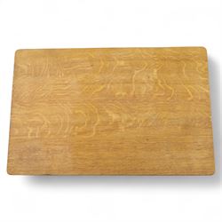 David 'Oakleafman' Langstaff - oak nest of three tables, each with a rectangular adzed top, with signature leaf motif on the bottom stretcher, from the workshop of David Langstaff, Easingwold, Yorkshire