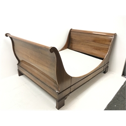 French cherry wood sleigh bed, W161cm, H115cm, L202cm