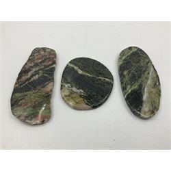 Three lewissian gniess slices, largest L10cm, H4cm 