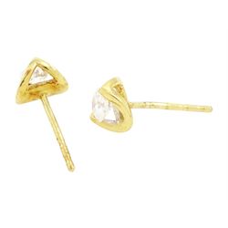 pair of 18ct gold diamond earrings, each stud set with a single round brilliant cut diamond, hallmarked, total diamond weight approx 0.35 carat