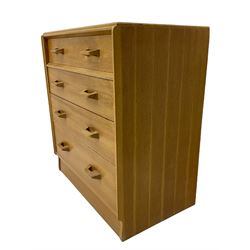 E. Gomme for G-Plan - gentleman's dressing cabinet, fitted with cupboards and drawers, the top drawer with mirror (W89cm, H122cm, D46cm), and a secretaire chest, the top drawer fitting with pigeon holes and fall (W77cm, H86cm, D46cm)