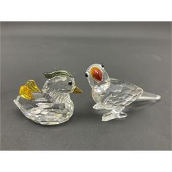 Fourteen Swarovski Crystal bird figures, to include toucan, mandarin duck, swans, parrot, cranes etc 