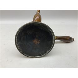George III copper chocolate pot, with turned wood handle and brass mount with brass finial, H22.5cm