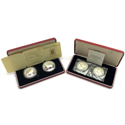 Iceland 1974 'Commemoration of the 1100th Anniversary of the Settlement of Iceland' silver two coin set and a Royal Mint on behalf of The National Bank of Ethiopia silver two coin set, both sets cased with certificate 