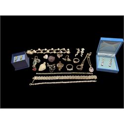 Collection of silver and silver stone-set jewellery, including necklace, earrings, rings, bracelets, etc
