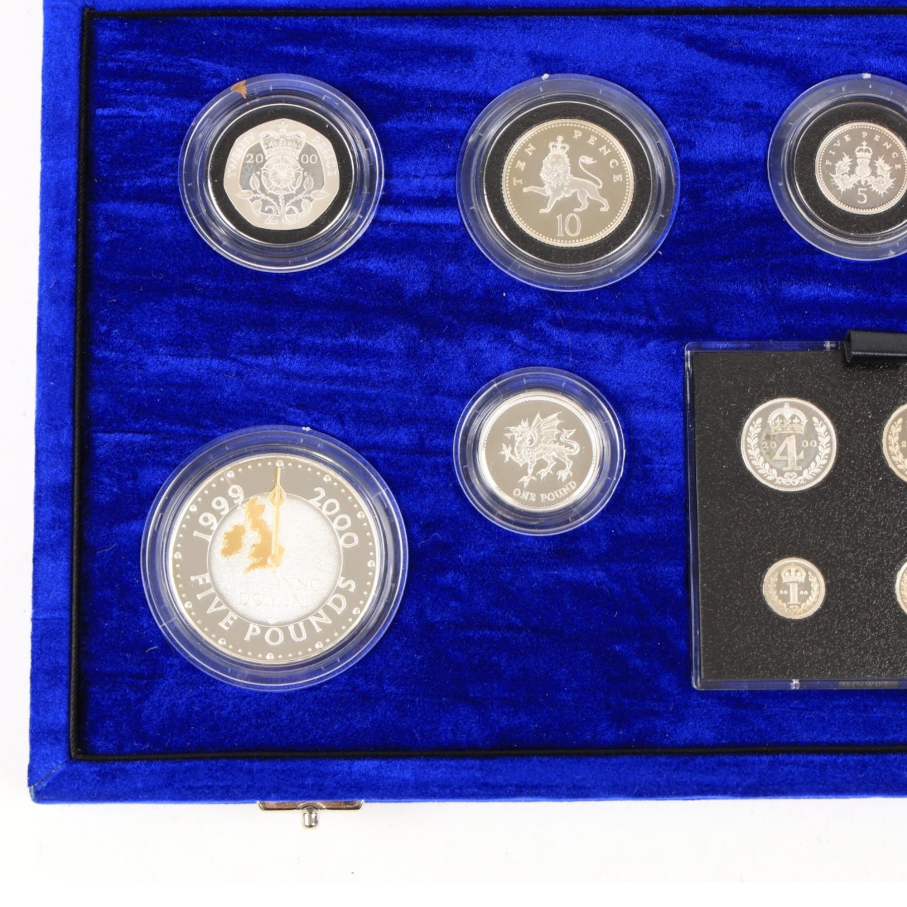 The Royal Mint United Kingdom 2000 'Millennium' silver proof coin collection, including Maundy coins, cased with certificate