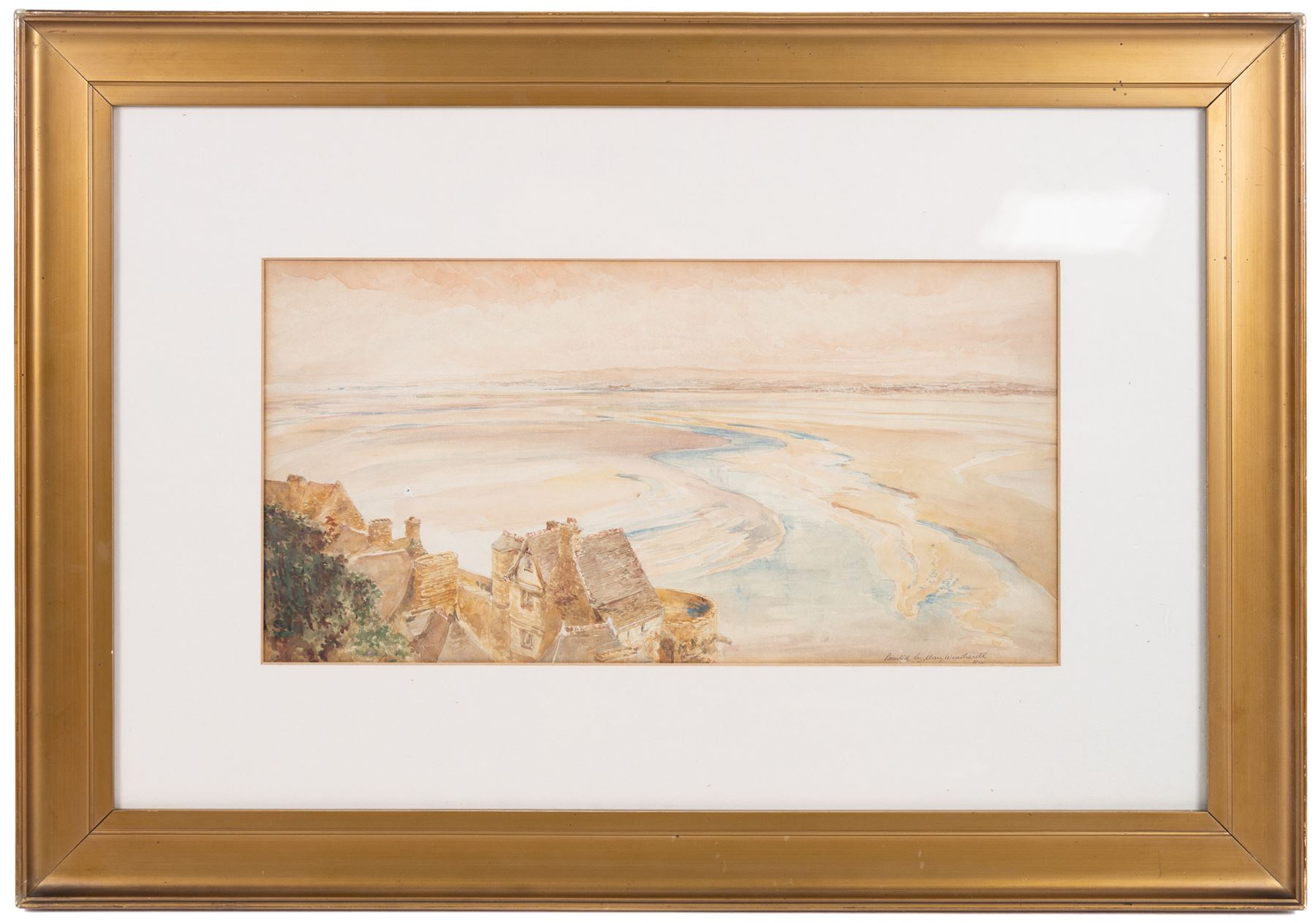 Mary Weatherill (British 1834-1913): View across an Estuary, watercolour attributed by her brother Richard, 21cm x 42cm