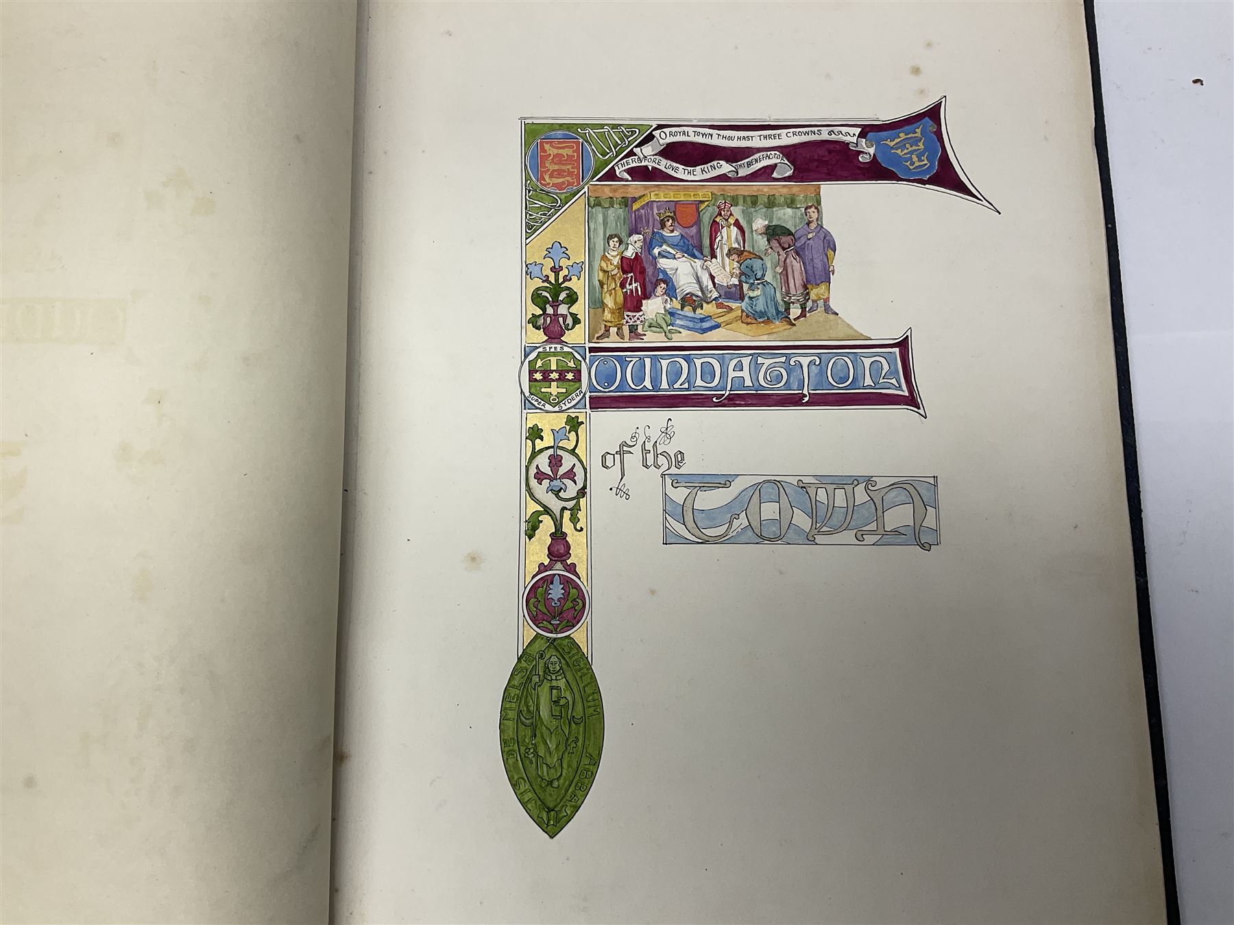 20th century illuminated hymn books, titled Hull Ballads, two volumes, hand coloured Illustrations and written text