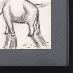 Dame Laura Knight (Staithes Group 1877-1970): Circus Elephants, charcoal signed 19cm x 28cm