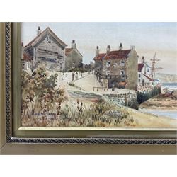 Thomas Sidney (Early 20th century): 'Robin Hoods Bay', watercolour signed and titled 23cm x 67cm